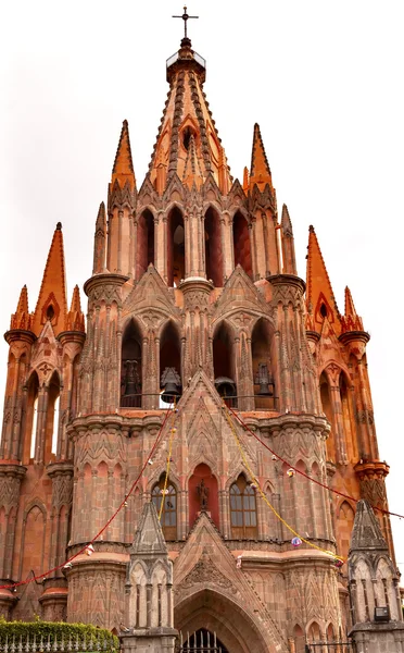 Facade Parroquia Christmas Archangel Church San Miguel Mexico — Stock Photo, Image