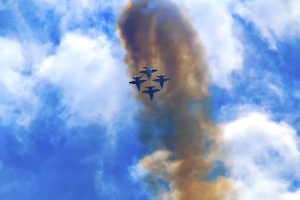 Blue Angels Jets aiirplanes In Formation Fying Over Seattle Washington — Stock Photo, Image