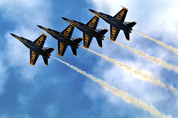 Blue Angels samolotów, dysze, bliskie i w formacji — Zdjęcie stockowe