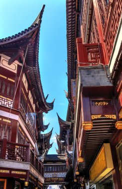 Eski Shanghai evleri leyleklerin Yuyuan Çin