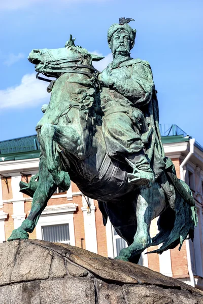 Bogdan Khmelnitsky Equestrian Statue Sofiyskaya Square Kiev Ukra — Stock Photo, Image