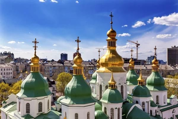 Saint Sophia Sofia Cathedral Spires Tower Sofiyskaya Square Kiev — Stock Photo, Image
