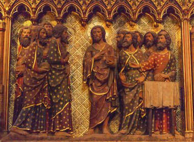 Jesus Disciples Wooden Panel Statues Notre Dame Paris Franc