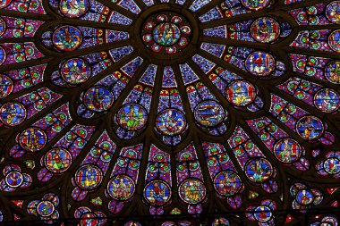 Rose Window Mary Jesus Stained Glass Notre Dame Paris France