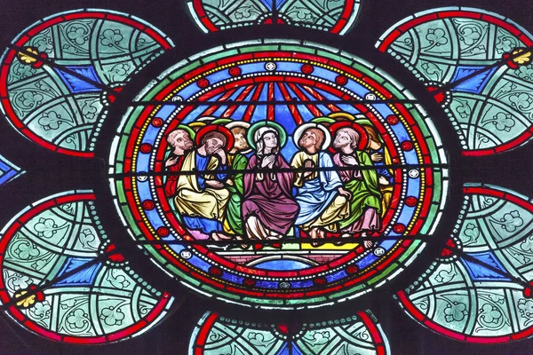 Mary Jesus Christ Disciples Stained Glass Notre Dame Paris France — 图库照片