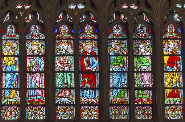 Kings Stained Glass Notre Dame Cathedral Paris France — Stock Photo, Image