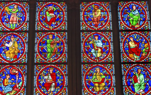 Jesus Kings Stained Glass Notre Dame Cathedral Paris France — 图库照片