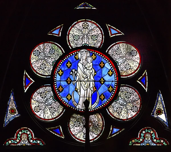 White Mary Jesus Christ Stained Glass Notre Dame Paris France — Zdjęcie stockowe