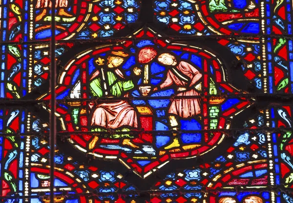 Knight Head Stained Glass Sainte Chapelle Paris France — 스톡 사진