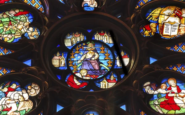 Jesus Christ Rose Window Stained Glass Sainte Chapelle Paris Fra — Stock Photo, Image