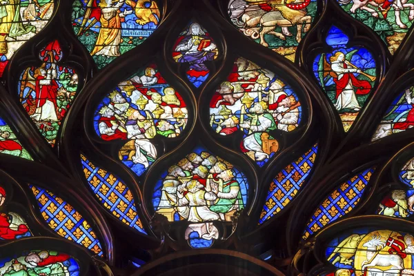 King Rose Window Stained Glass Sainte Chapelle Paris France — Stock Photo, Image