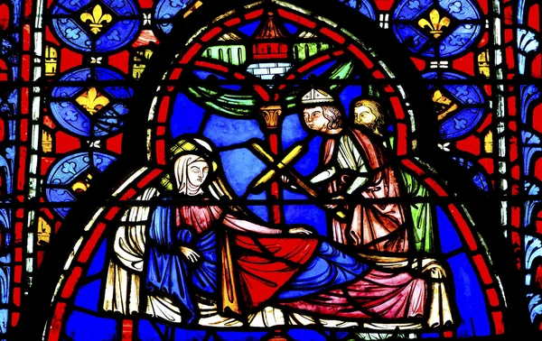 Queen Cross Stained Glass Sainte Chapelle Paris Francia — Foto de Stock