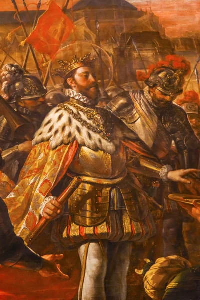 Painting King Ferdinand III of Castile Mezquita Cathedral Cordob — стокове фото