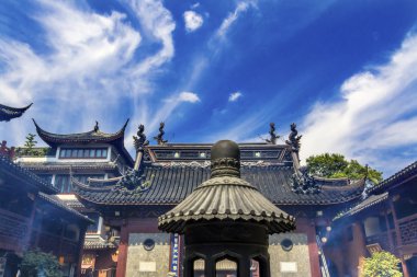 Tütsü brülör Taocu şehir Tanrı'nın tapınağı Yueyuan Shanghai Çin