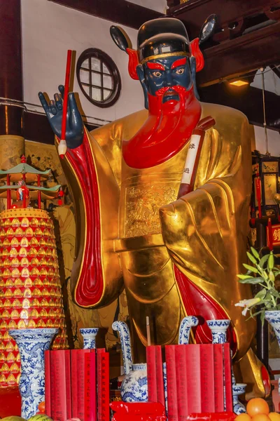Guan Yu Taoísta Deus Estátua Cidade Deus Templo Yueyuan Shanghai China — Fotografia de Stock