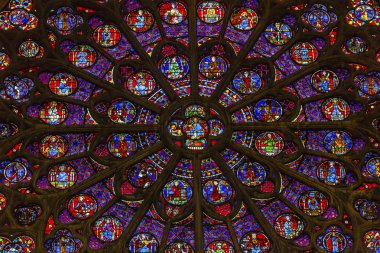 Gül pencere İsa Mesih lekeli cam Notre Dame Paris Fransa