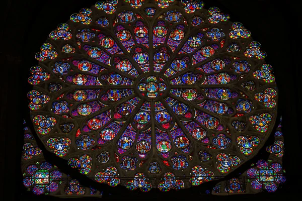 Ventana de rosas Jesucristo vidrieras Notre Dame Paris Francia —  Fotos de Stock