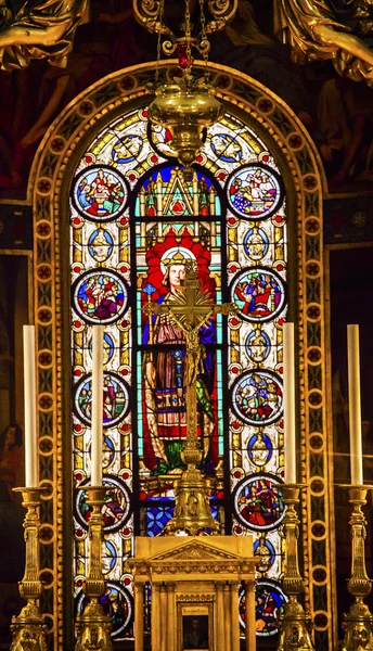 Altar King Louis 9th Stained Glass Saint Louis En L'ile Church Paris France — Stock Photo, Image