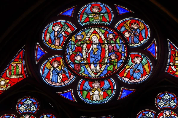 Mary Angels Vetrata Notre Dame Cattedrale Parigi Francia — Foto Stock