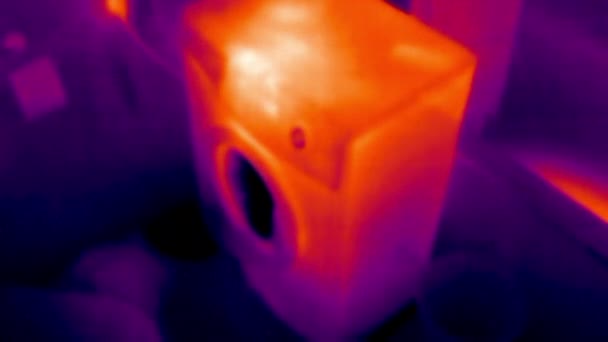 Thermal imaging view of washing machine in bathroom. Infrared, thermal, night vision imaging — Stock Video