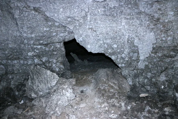 Old Abandoned Galleries Adits Extraction Processing Natural Stone Gypsum Cave — Stock Photo, Image