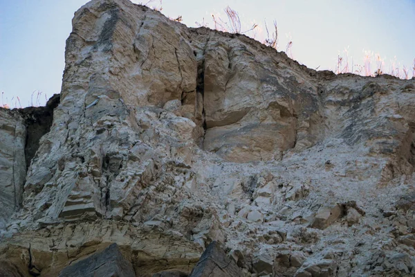 Sandy Gypsum Cut Earth Quarry Extraction Gypsum Mountain Textures Different — Stock Photo, Image