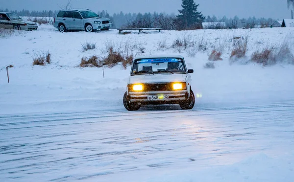 Yoshkar Ola Rússia Dezembro 2020 Corrida Inverno Lago Congelado Uma — Fotografia de Stock