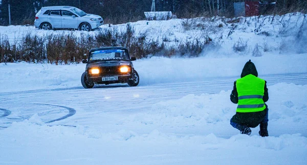 Yoshkar Ola Rússia Dezembro 2020 Corrida Inverno Lago Congelado Uma — Fotografia de Stock