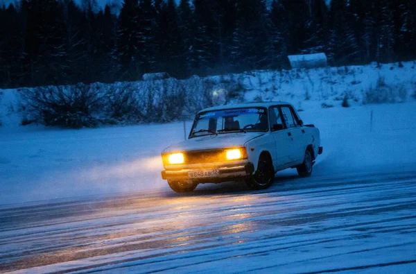 Yoshkar Ola Russia December 2020 Winter Racing Frozen Lake Icy — Stock Photo, Image