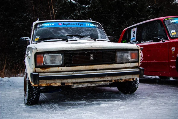 Yoshkar Ola Russia December 2020 Winter Racing Frozen Lake Ice — стоковое фото