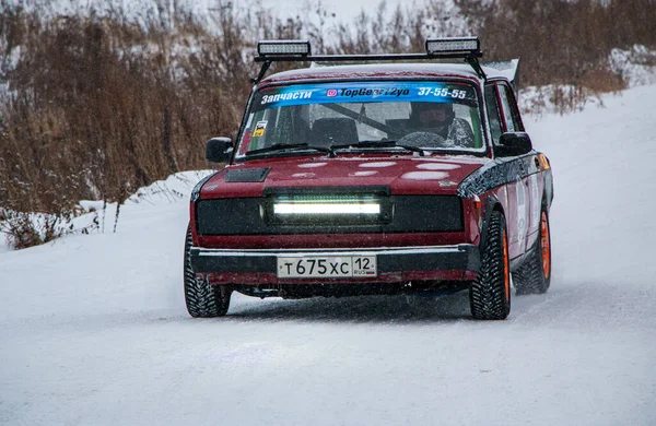 Yoshkar Ola Russia December 2020 Winter Racing Frozen Lake Ice — стоковое фото