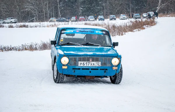 Yoshkar Ola Russia December 2020 Winter Racing Frozen Lake Icy — Stock Photo, Image