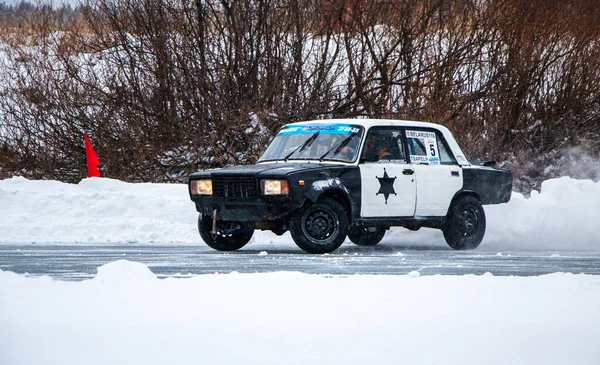 Yoshkar Ola Russia December 2020 Winter Racing Frozen Lake Ice — стоковое фото