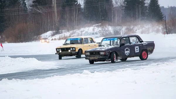 Yoshkar Ola Rússia Dezembro 2020 Corrida Inverno Lago Congelado Uma — Fotografia de Stock