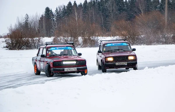 Yoshkar Ola Russia December 2020 Winter Racing Frozen Lake Icy — Stock Photo, Image