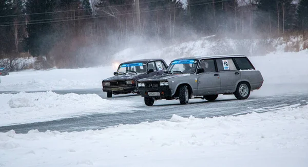 Yoshkar Ola Russia December 2020 Winter Racing Frozen Lake Ice — стоковое фото