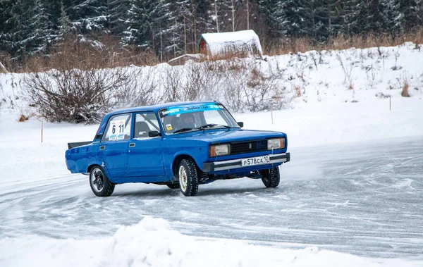 Yoshkar Ola Russia December 2020 Winter Racing Frozen Lake Ice — стоковое фото