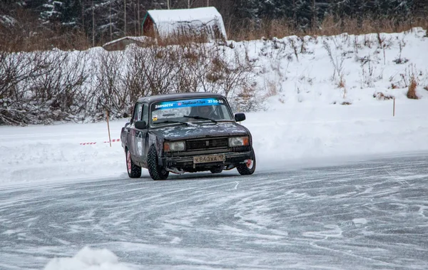 Yoshkar Ola Russia December 2020 Winter Racing Frozen Lake Icy — Stock Photo, Image
