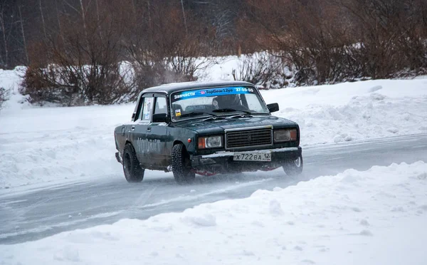 Yoshkar Ola Russia December 2020 Winter Racing Frozen Lake Icy Royalty Free Stock Photos