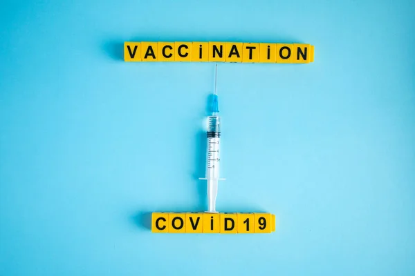 Varios Medicamentos Fondo Azul Para Vacunación Contra Virus Corona Concepto —  Fotos de Stock