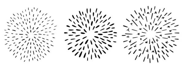 Vector dibujado a mano Sun Rays. Doodle Sunburst Elementos de diseño. — Archivo Imágenes Vectoriales