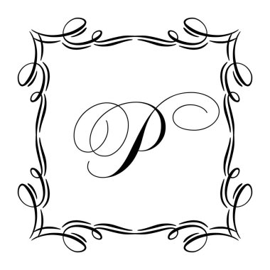 Güzel Vintage Monogram Frame. Vektör Süsleme Kaligrafi Tasarım Elemanı.