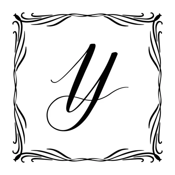 Hermoso marco de monograma vintage. Elemento de diseño caligráfico decorado vectorial. — Archivo Imágenes Vectoriales