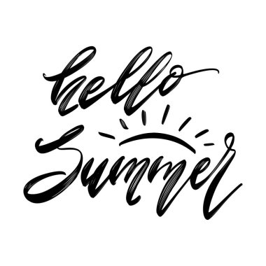 Summer Hand Harf Çiziyor. Yaz aşığı siyah beyaz tasarım elementlerinden alıntı yapıyor.