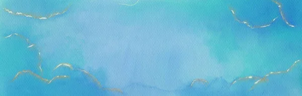 Blue watercolor hand drawn banner template. Modern artistic watercolour wallpaper. Web design element illustration.