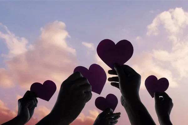 Amore Libertà Carità Concetto Gruppo Volontari Della Diversità Alza Forma — Foto Stock