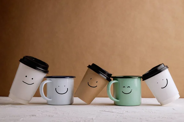 Cero Productos Desecho Set Happy Recycle Coffee Cup Reducir Embalaje —  Fotos de Stock