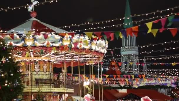 Moskau Russland Dezember 2019 Großes Karussell Auf Dem Roten Platz — Stockvideo