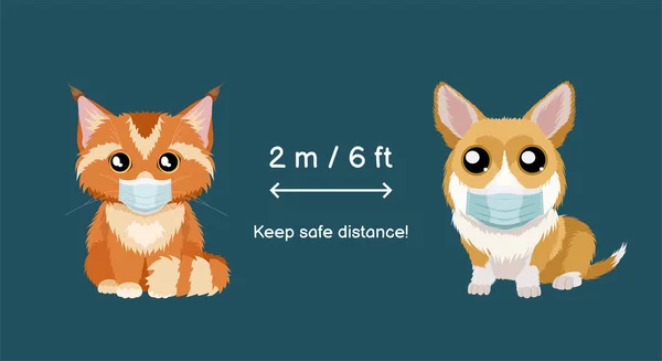 Mantenga Una Distancia Segura Dos Metros Seis Pies Infección Por — Vector de stock