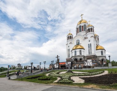 Yekaterinburg, Rusya - 11 Haziran 2016: Kilise üzerine kan Azizler şaşaalı Rusya Land onuruna. Yekaterinburg.